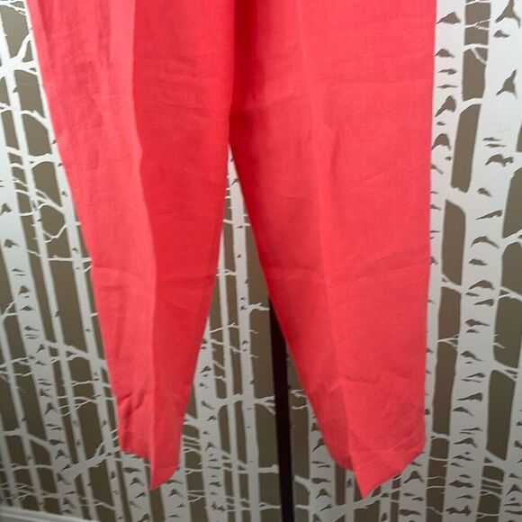 Liz Claiborne LizSport 100% LINEN High Rise Wide Leg Pants Coral Pink 12 - Picture 4 of 11